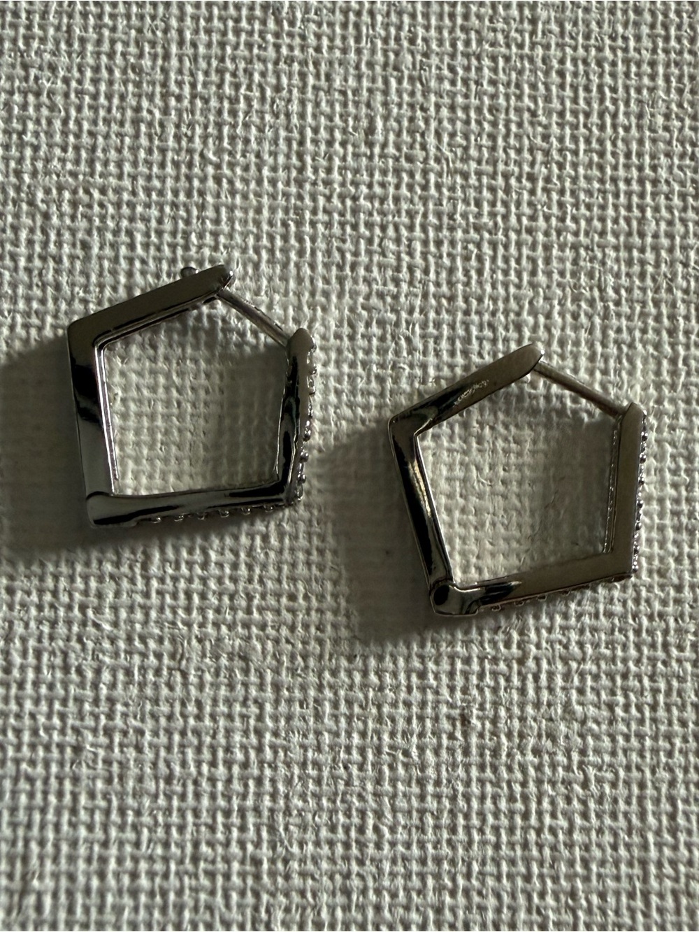 NEW Nordstrom Silver Geometric Hexagon Hoop Earrings